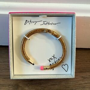 Betsey Johnson|Hinged Gold Bling Pencil Bangle Bracelet NWT